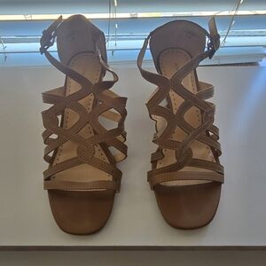 Adrienne Vittadini Brown Strappy Sandals